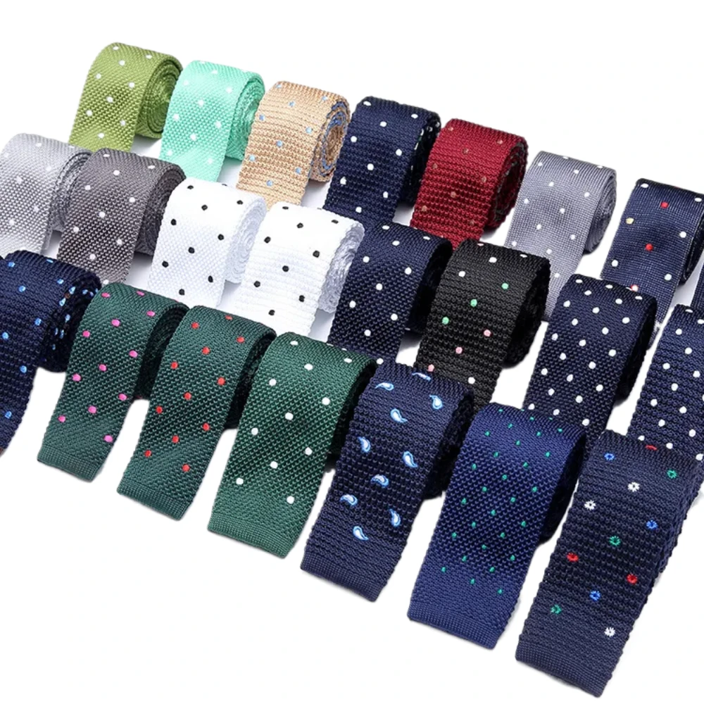 56 colors Men's Neck Ties Knit Tie Plain Necktie For Wedding Party Tuxedo Casual Dots Embroider Skinny