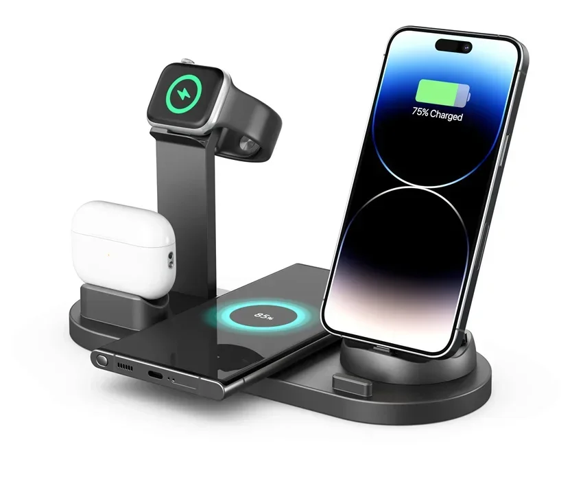 3-in-1 Kabelloses Ladegerät mit Ständer für Samsung iPhone 17 16 15 14 13, Apple Watch und Airpods – Schnelle Ladestation – Detail 5
