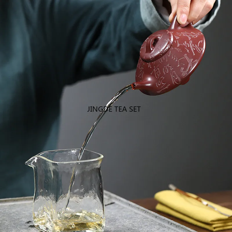 140ml Yixing Yixing purple clay teapot raw ore red clay handmade stone spoon tea pot Kung Fu tea set