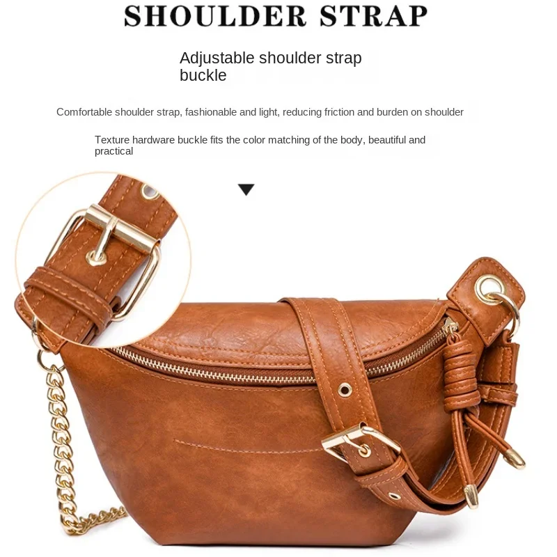 

Новая нагрудная сумка через плечо из искусственной кожи в стиле ретро, женская модная поясная сумка на цепочке, многофункциональная изысканная и красивая сумка через плечо