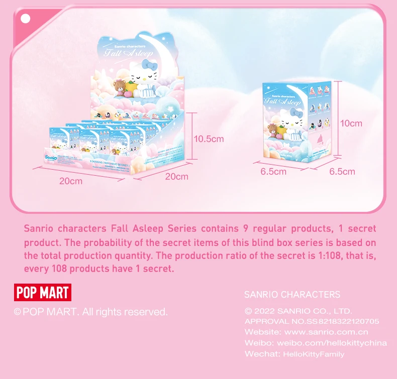 POP MART Sanrio Fall Asleep collectible figure from mystery blind box – includes free shipping to Singapore.
