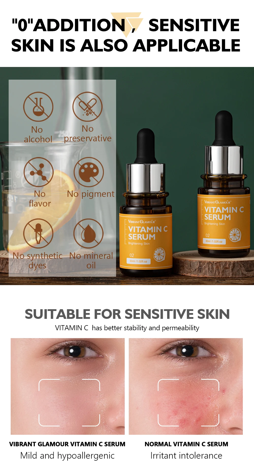 Vibrant Glamour Vitamin C Face Serum Moisturizing Whitening Brighten Anti Aging Anti Wrinkle Fades Fine Lines Facial Skin Care Face Serum Aliexpress