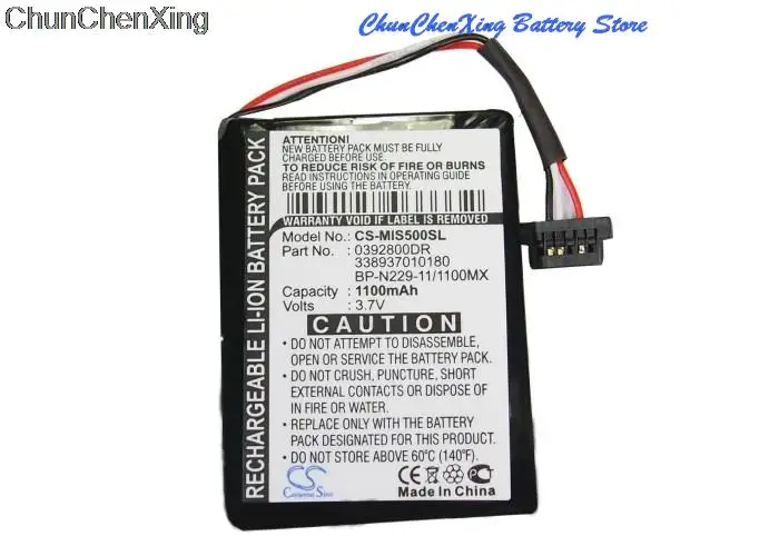 Batteria 1100Mah 0392800Dr, 338937010180, Bp-N229-11/1100Mx Per Mitac Mio Moov S500, Mio Moov S556