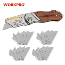 WORKPRO Utility Knife Folding Knife Pipe Cutter Pocket Knife Wood Handle Knife With 10/20PCS Blades