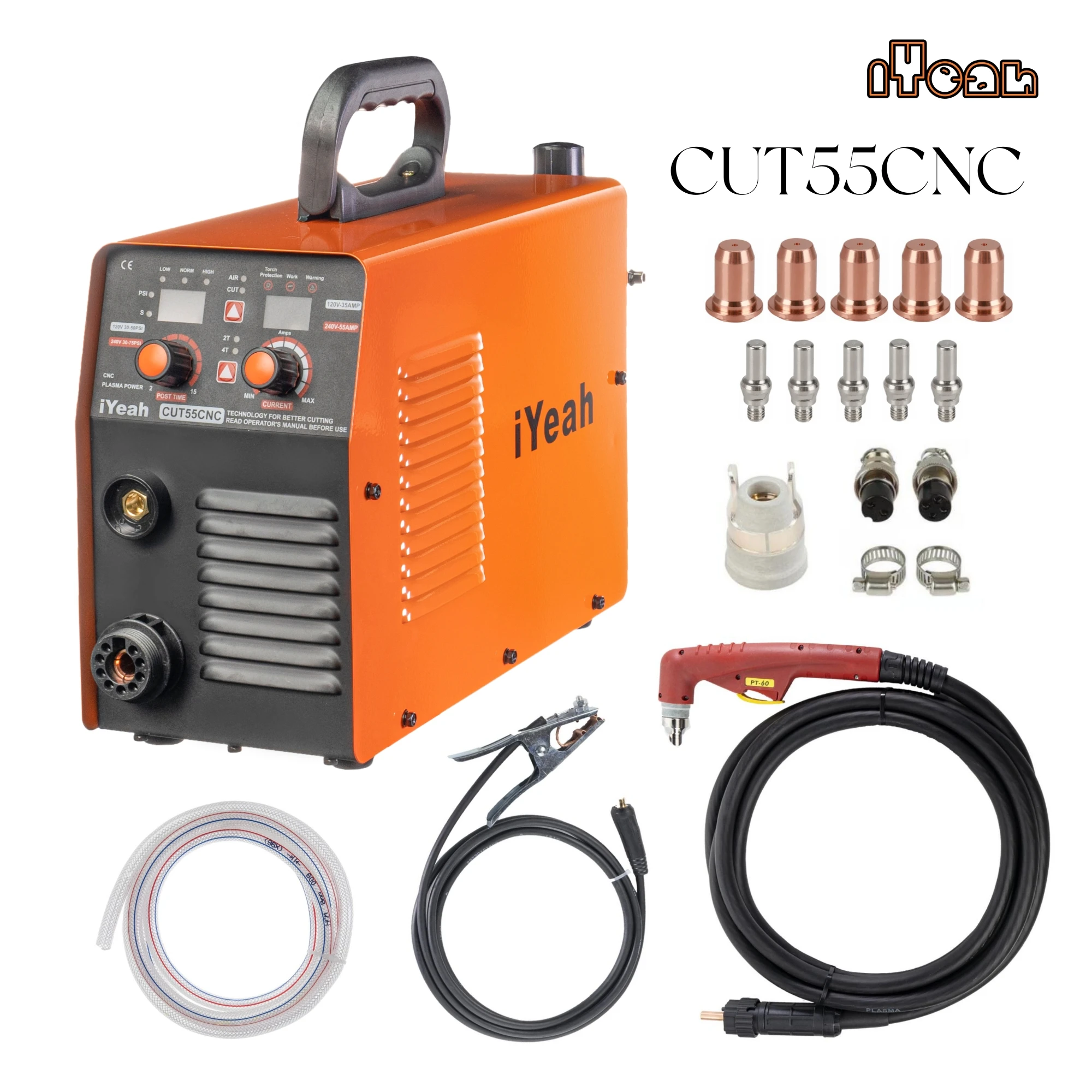 CNC Non-HF Pilot Arc CUT55 CNC iYeah 플라즈마 절단기 110V/220V 55A IGBT 기계 PT60/PTM60 직발 횃불을 사용하여 25mm를 쉽게 절단할 수 있습니다.