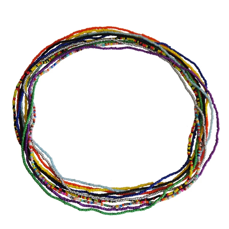 

10 Pcs Elastic Waist Bead Chains African Belly Beads Colorful Beach Body Belly Chain Elastic Jewelry for Women