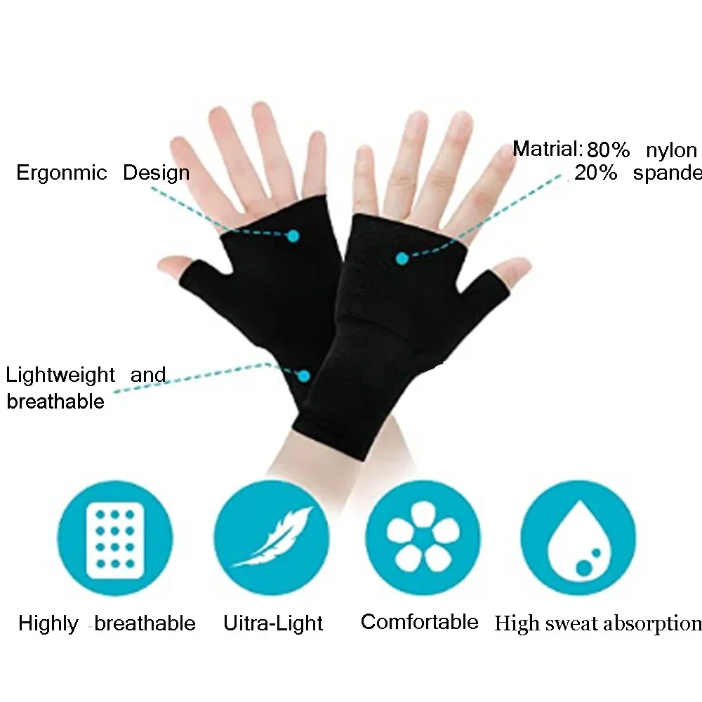 1 Pair Compression Arthritis Half Finger Gloves Wrist Thumb Support Sleeve Unisex Carpal Tunnel Typing