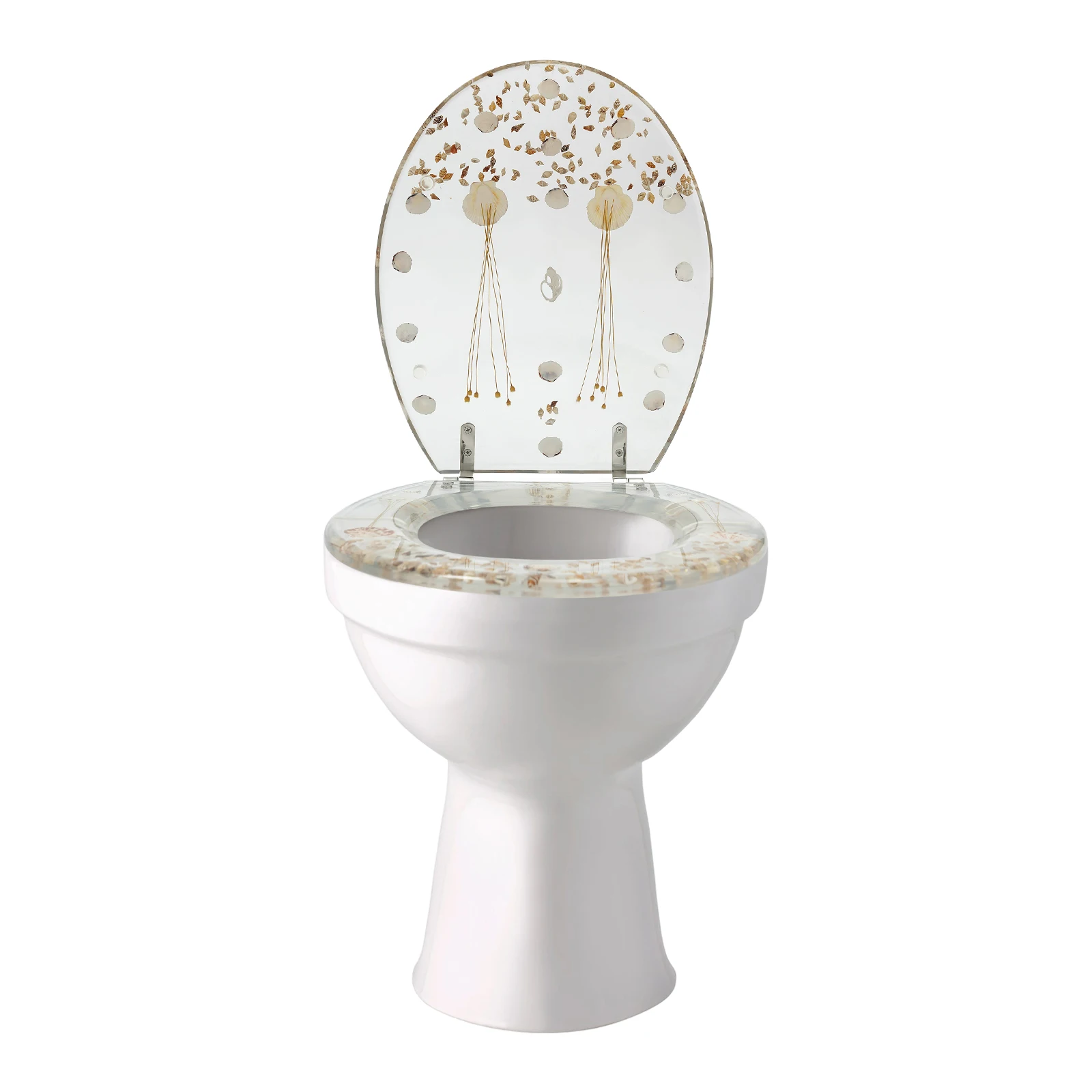 Resin Toilet Lid Universal Cover Real Dried Flower Shell Universal Toilet Cover Transparent
