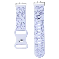 Floral Engraved Silicone Strap - Prints Design Watch Band Bracelet - Galaxy Fit 3 (Lilac)
