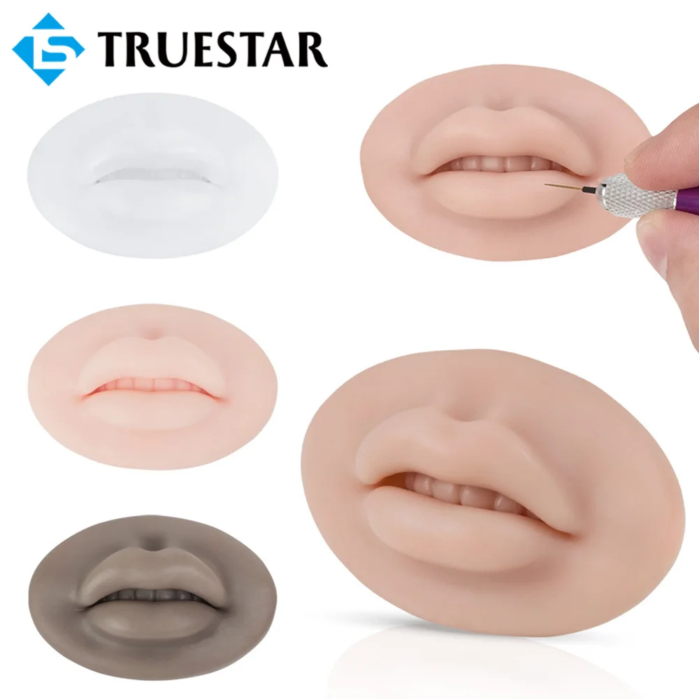 

5D Silicone Practice Lips Skin Reusable Fake Lips With Teeth Soft Thicken Mouth For PMU Beginner Training Tattoo Makeup Tools
