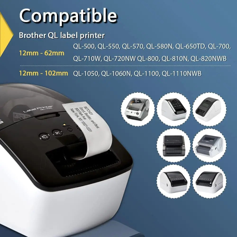 4 x 롤 Brother DK 22210 DK-22210 DK2210 호환 연속 라벨 29mm x 30.48m QL-570 580 700 800 1050 1060 1110