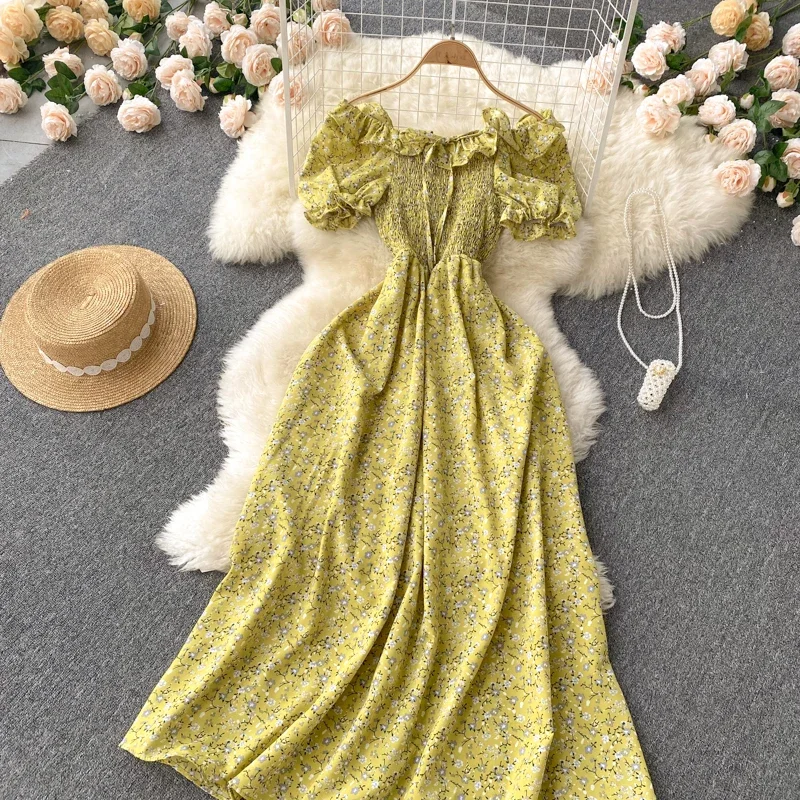 S557485c92ac54f86821567d6790fd06cC 2024 New Fashion Floral Robe Print Long Dress Ruffle Maxi Sundress Bohemian Women Summer Sexy Casual Elegant Strapless Vestidos