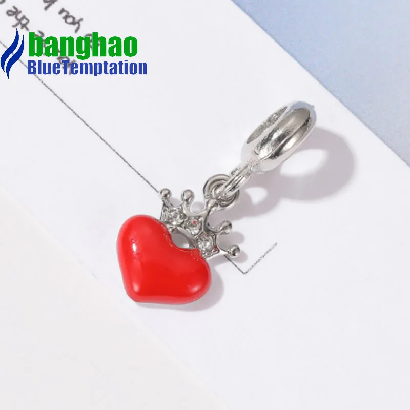 Wholesale DIY Fashion heart crown Charm for making accessories for jewelry alloy pendants bracelets beads DGB1218