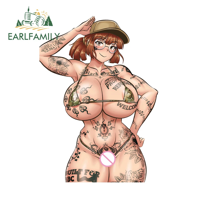 Earlfamily 13Cm X 9.3Cm Per Sexy Metal Slug Tattoo Fanart Car Sticker Condizionatore D'Aria Decalcomania Accessori Per Auto Nsfw Bumper Styling