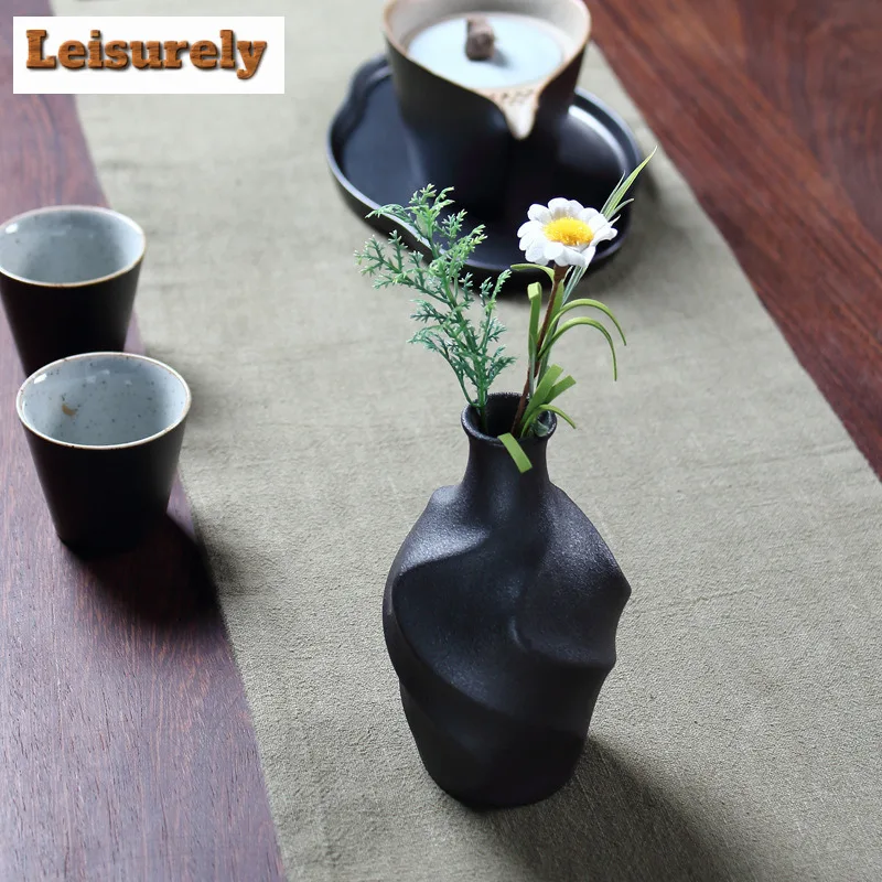 Japanese Style Rough Pottery Mini Vase Vintage Terrarium Home Decorations Plant Pot Household Flowerpot Tea Table Decoration