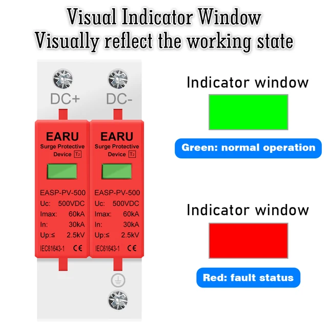 2 Dispositivi Scaricatori Sovratensioni DC 500V 20-40KA - Per Impianti Fotovoltaici Ed Elettrici | Protezione Da Fulmini