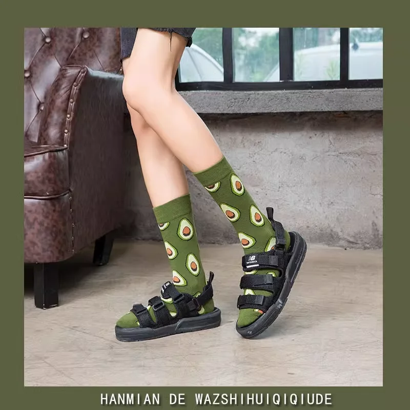 Women Socks Funny Cute Cartoon Fruits Banana Lemon Pineapple Avocado Food Happy Japanese Harajuku Skateboard Socks - 3
