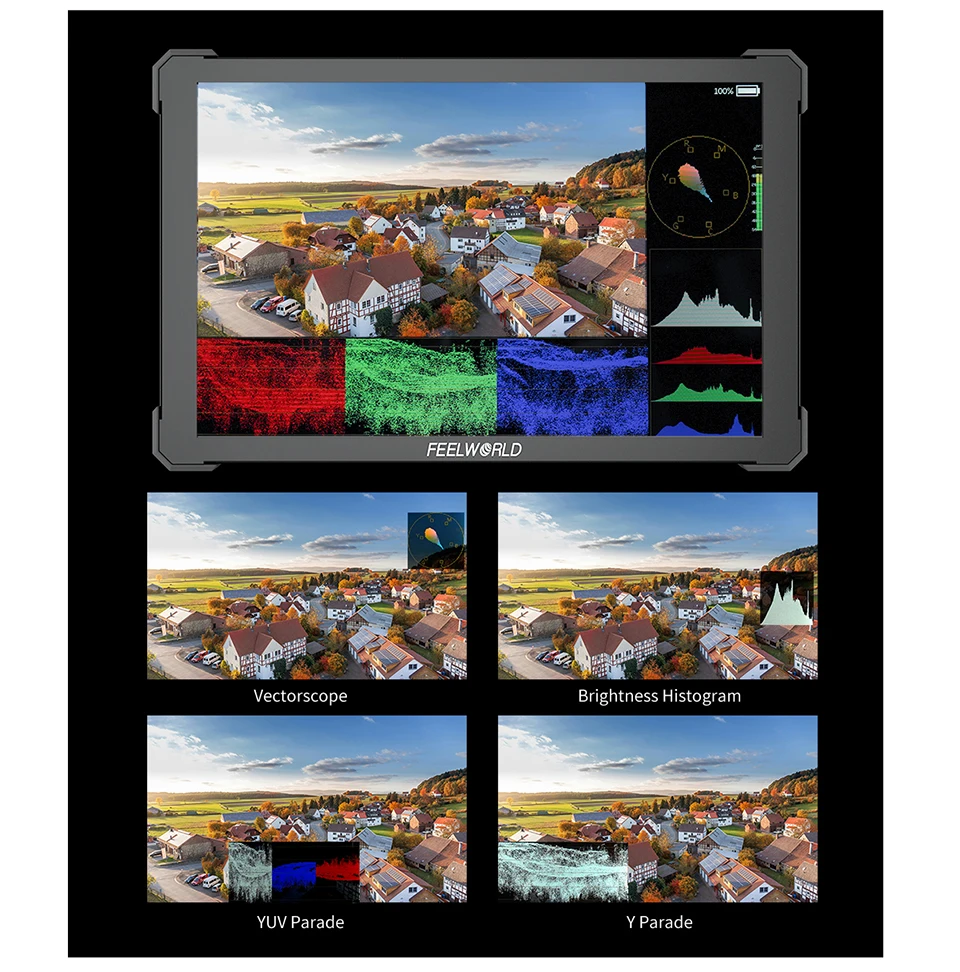 T10 10" Full HD Field Monitor 1920*1200 500Nit Brightness 1500:1 Contrast DSLR C