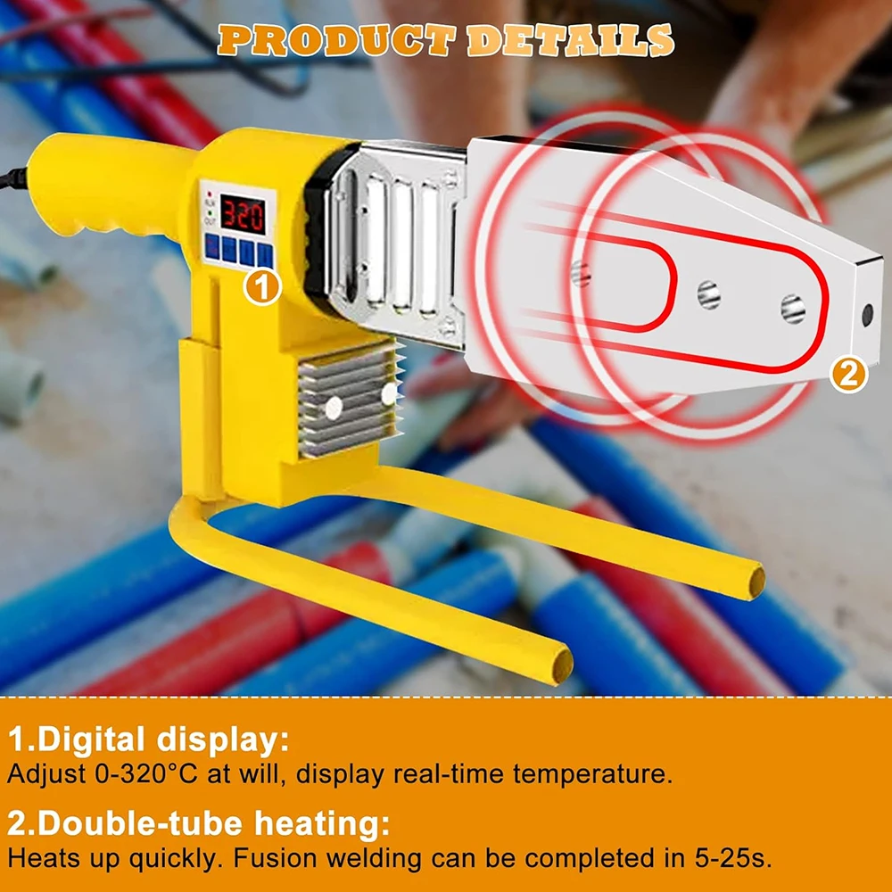1000W Pipe Welding Machine 220V Home Professional Pipe Welding Tools Suitable For PB/PE/PPR Hot Melt Machine 20/25/32/40/50/63mm 3