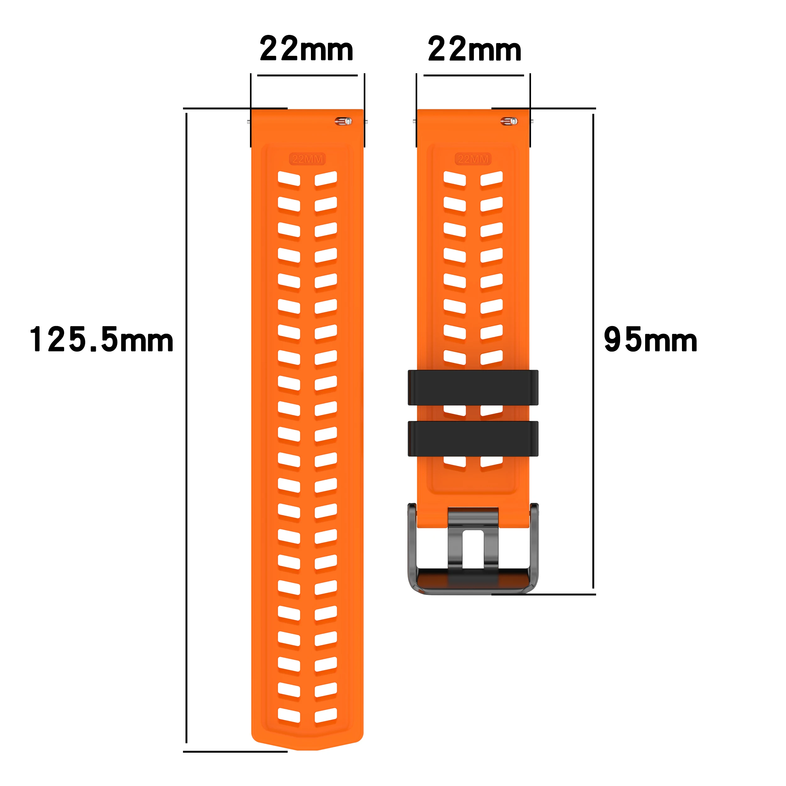 Waterproof Silicone Sports Watchband - 22mm Bracelet Strap