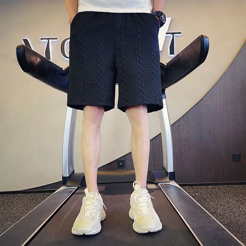 Casual Trendy Man Pure Cotton Printing Shorts Men's Wear Summer New Solid Korean Fashion All-match Micro-bomb Straight Pants