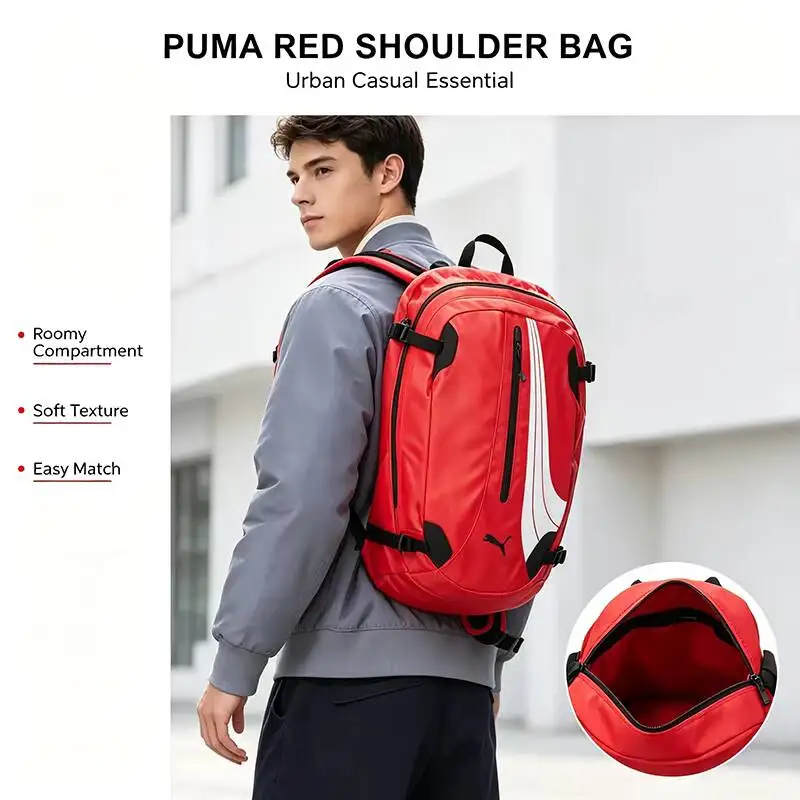 PUMA 모드 핫 22L 중형 배낭 새로운 도착 레드 견고한 보호 직물 트레이닝 배낭 노트북 학교 배낭 092521-02,