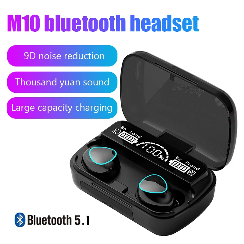 

M10 TWS Bluetooth V5.1 Headphones LED Display Wireless Earphones With Microphone 9D Stereo Sports Waterproof Earbuds Headsets