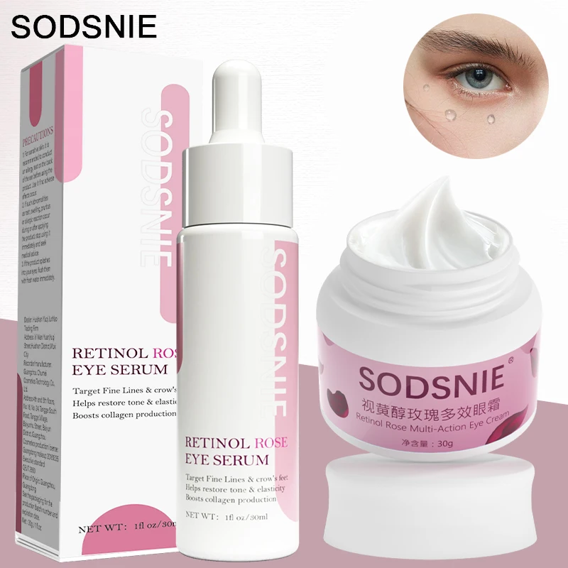 Retinol Eye Cream Eye Serum Anti Wrinkle Anti Black Circle Firming Moisturizing Brightening Massage Beauty Eye Care 30g+30ml