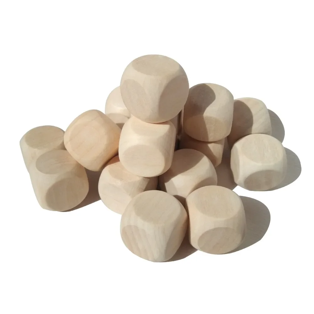 10pcs Blank Wooden Dice 30mm Wooden Creative Color Points Round Corners Wine Dice Mahjong Sieve Points DIY