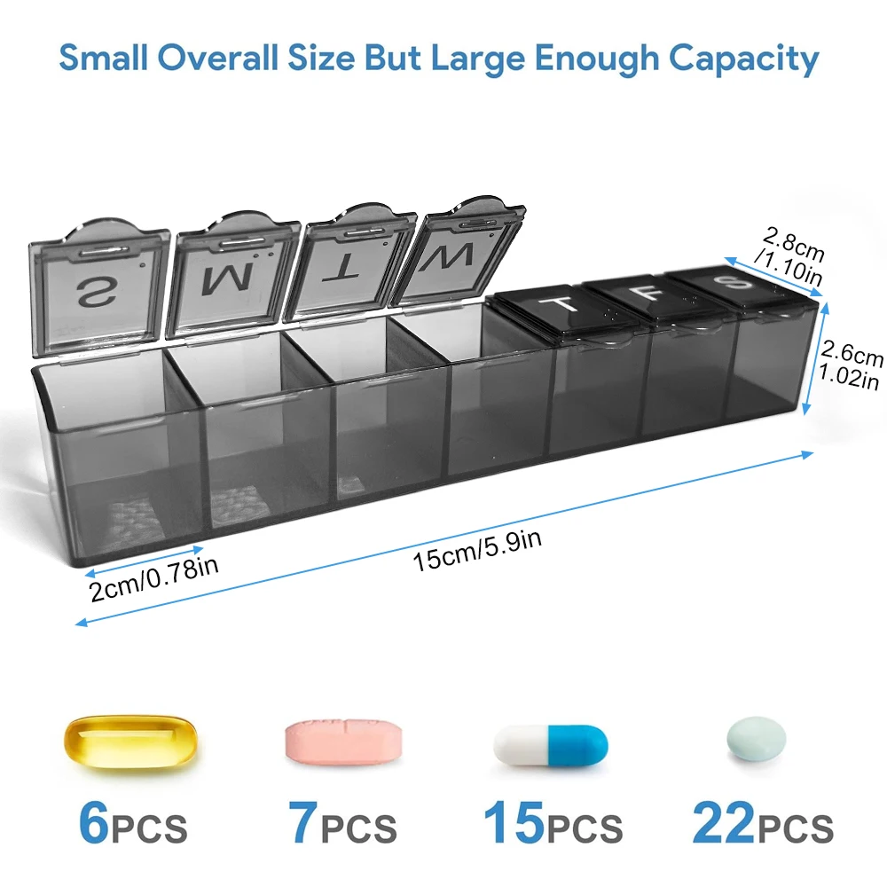 Weekly Pill Organizer, 7-Day Easy-Open Medicine Container