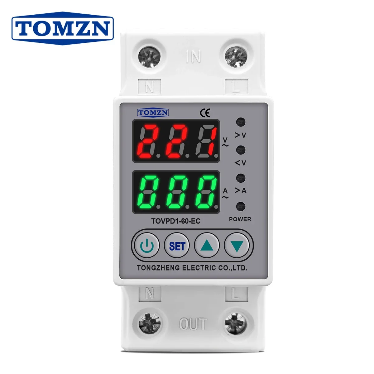 TOMZN DIN Rail 230V Adjustable Over Voltage And Under Voltage Protective Device Protector Relay TOVPD1-63-EC