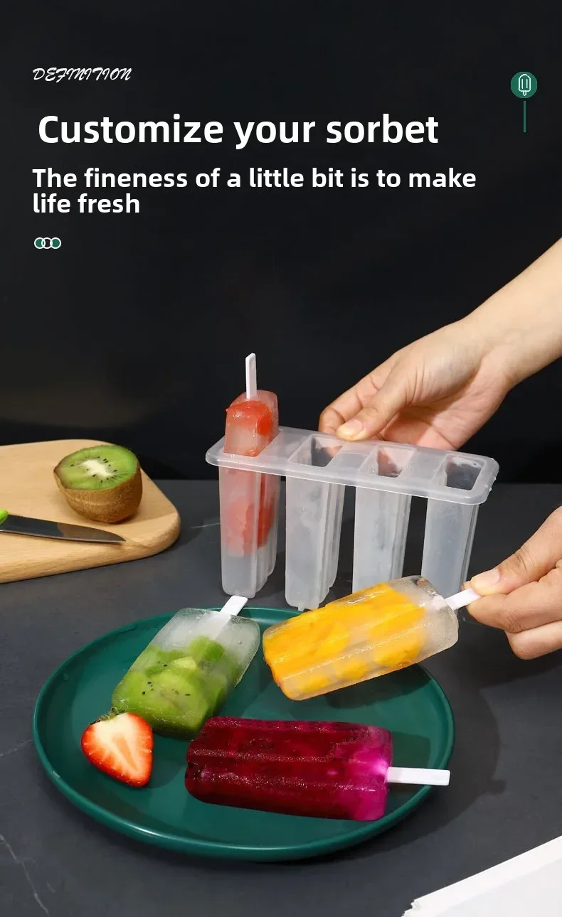 Moule à popsicle 4 emplacements réutilisable glace maison enfants