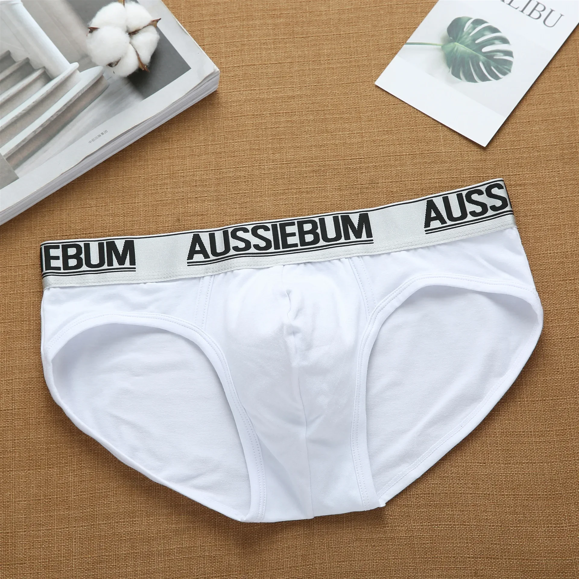 Men's cotton comfortable low waist elastic tide letter briefs youth underwear 2