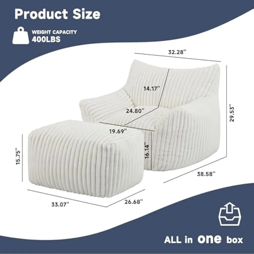 Ljustra Bean Bag Couch with Ottoman