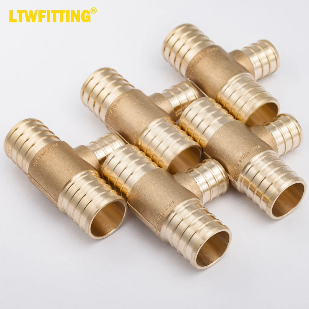 

LTWFITTING Lead Free Brass PEX Crimp Fitting 1-Inch x 1-Inch x 3/4-Inch PEX Tee (Pack of 5)