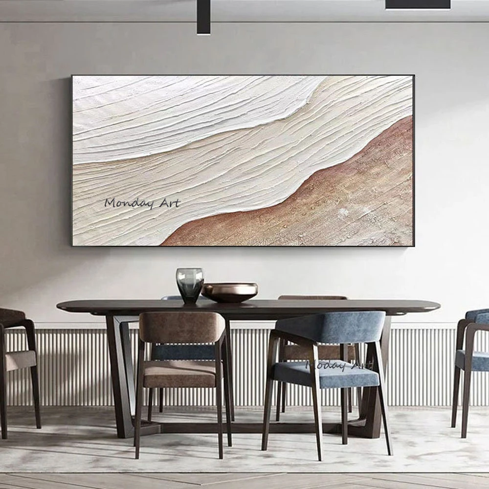 Brown And White Texture Art Minimalist Painting White Texture Wall