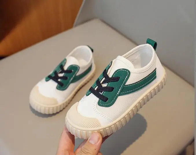 Kids Sneaker Breathable Anti-Silp Flats Soft Rubbers Sport Shoes Simple Versatile Lace-up Running Training Children Shoes 4