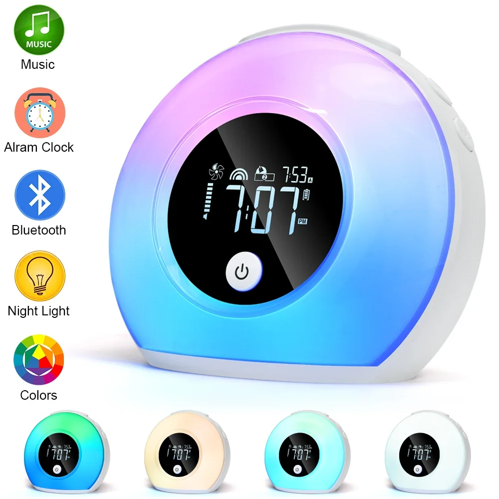 2024 Altoparlante Bluetooth Colore Led Nightlight Sveglia Regolabile Wake Up Display Musica Sleep Light Wireless Boombox Per Xiaomi