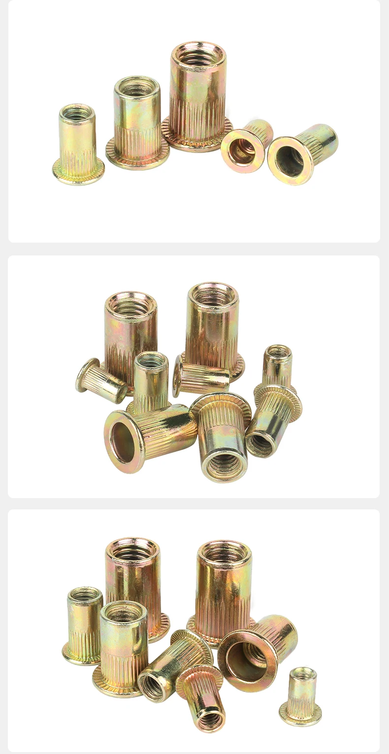 Description Picture 4 of itemZinc Plated Rivet Nut M3 M4 M5 M6 M8 M10 M12 Carbon Steel Rivetnut Flat Head Threaded Insert Nutsert Assortment Kit Metalworking