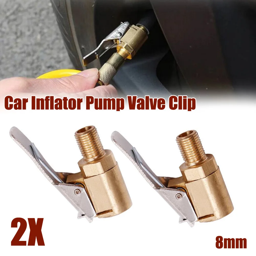 2pcsCarTireInflatorTireValveConnectorInflationTyreValveCopper