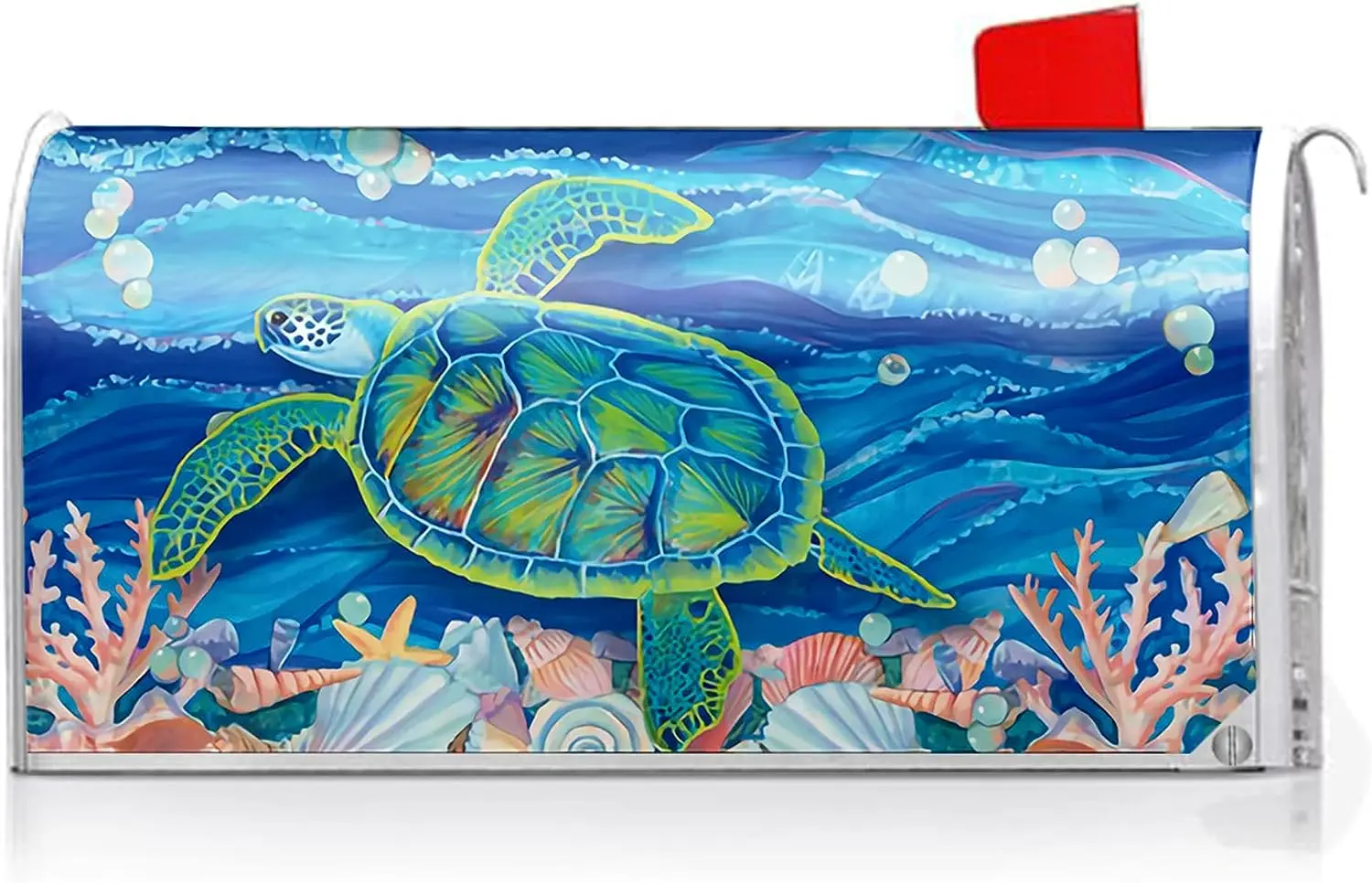 Sea Turtle Shells Mailbox Covers Magnetic Waterproof Post Letter Box Cover for Outdoor Garden Yard Decoration Large