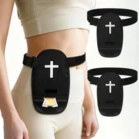 1/2 PCS Sacs de protection pour stomie avec ceinture réglable, pochettes de douche imperméables pour stomie, urostomie, ileostomie et récupération, avec motif croix 2