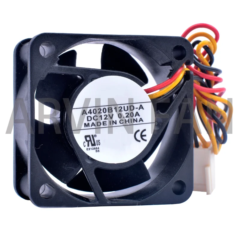 

A4020B12UD-A 4cm 4020 40mm Fan 40x40x20mm DC12V 0.20A 3 Lines Speed Monitoring Suitable For CPU/router Switch Cooling Fan