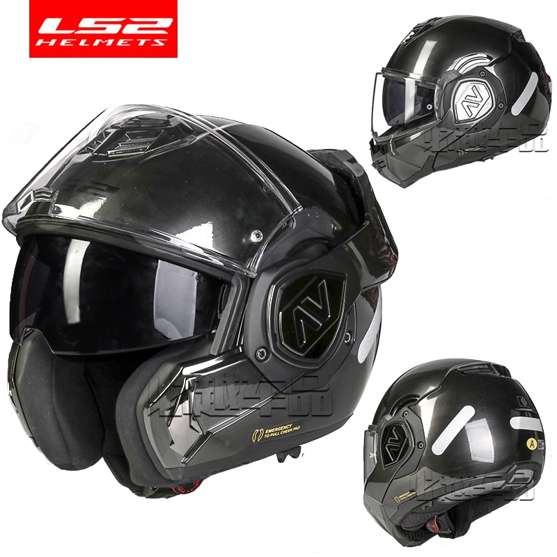 LS2 FF906 고급 풀페이스 플립 업 오토바이 헬멧, 모듈식 더블 바이저 헬멧, 내장 렌즈 ECE Capacete Moto Casco Casque