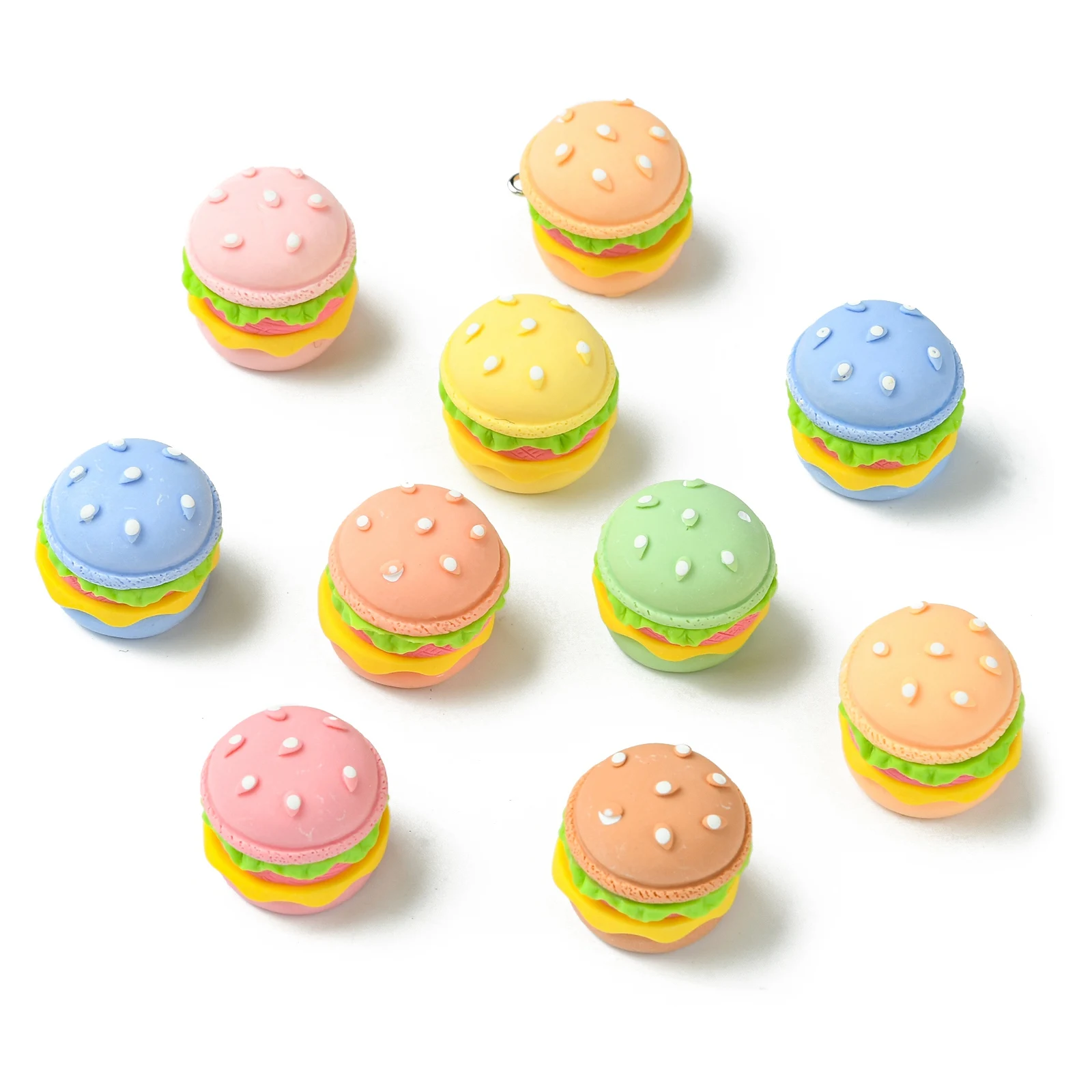 30 Stück Harz Hamburger Charms Käse Burger 3D Charms Nachahmung Fastfood Hamburger Charms für Handwerk DIY Schmuckherstellung – Detail 8
