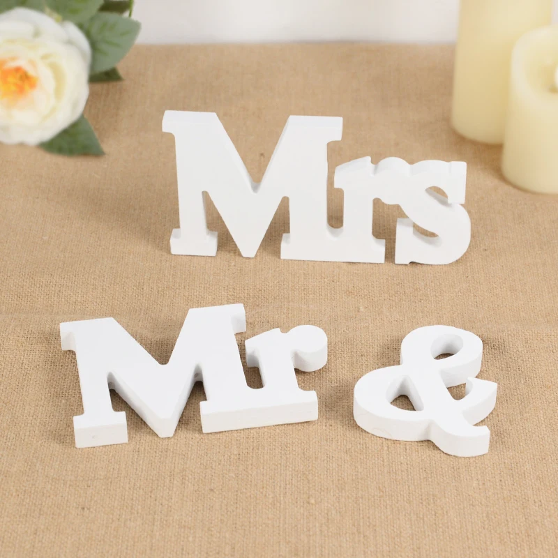 

Wedding Decoration Mr & Mrs White Wooden Letters Sign for Wedding Party Anniversary DIY Ornaments Home Sweetheart Table Decor 7