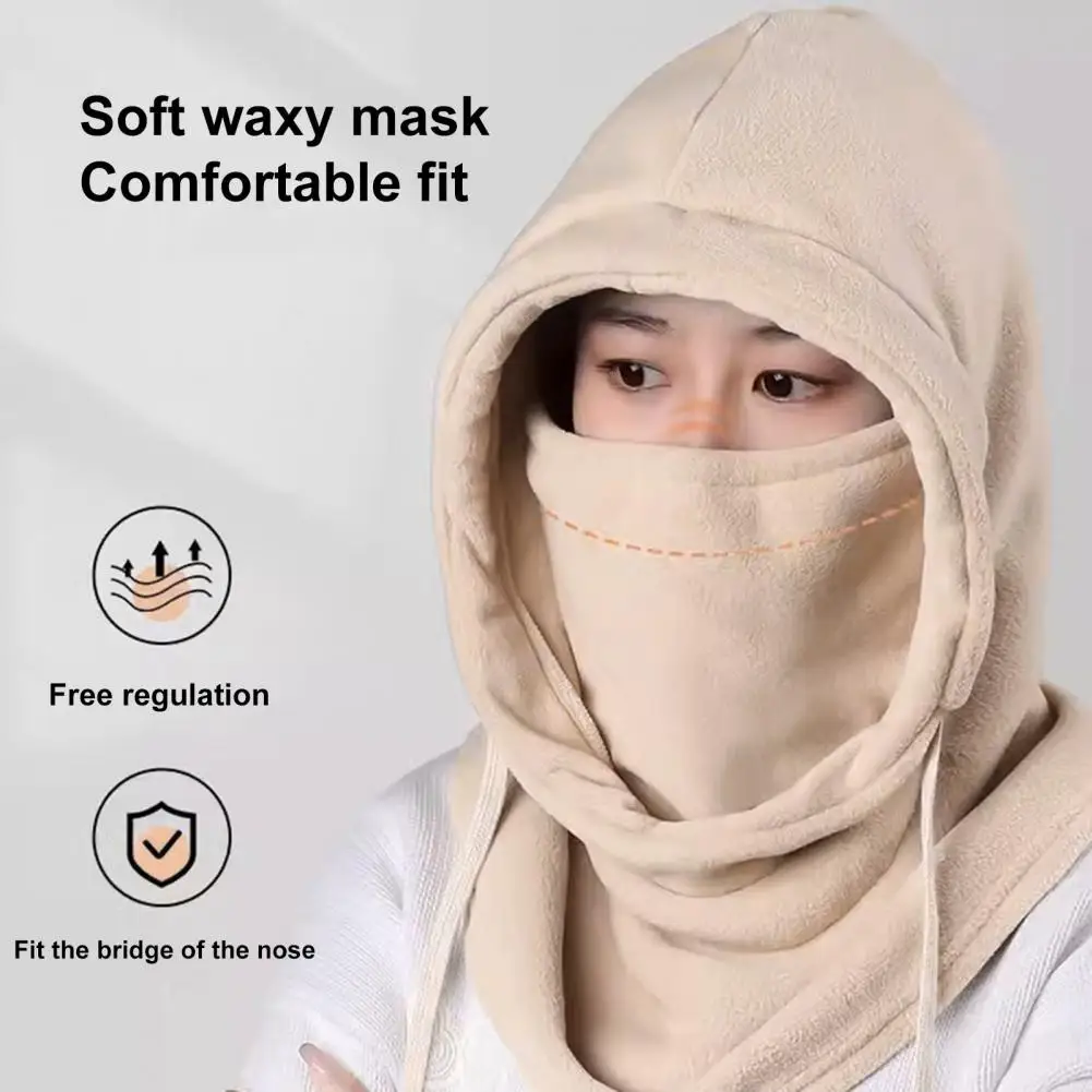 

Balaclava Hat for Weather Women's Fleece Drawstring Cycling Balaclava Hooded Hat Scarf for Camping Skiing Full Head Cover