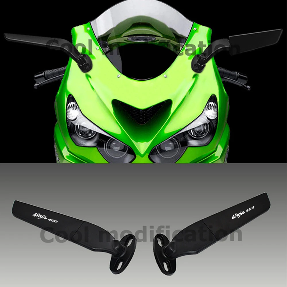 with LOGO ninja400 For Kawasaki ninja400 Modified Motorcycle 2PCS Rearview Mirrors Wind Wing