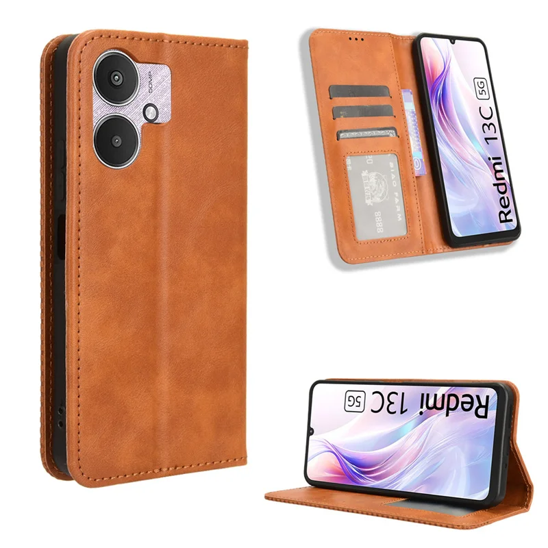 Per Redmi 13C 5G Custodia Per Redmi 13C 4G Lussuosa Custodia Protettiva Magnetica Retrò In Pelle Per Xiaomi Redmi 13C 13 C 5G Borse Per Telefono