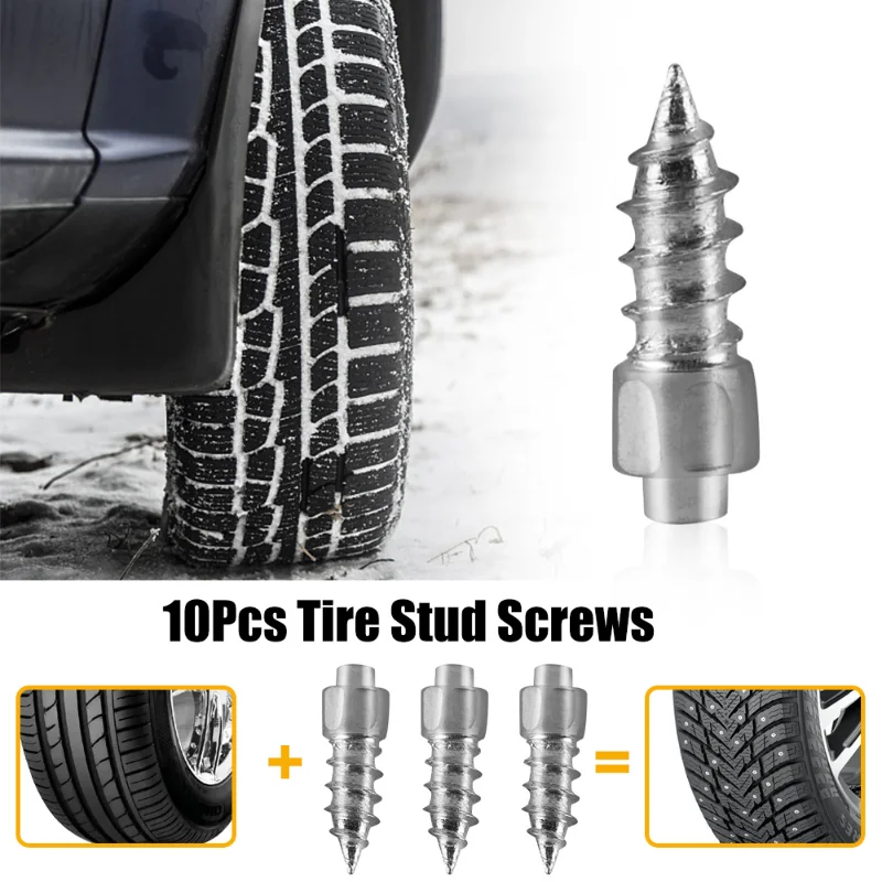 Universal Anti-Slip Screws Winter Car Tire Stud Nails Auto Motorcycle Truck Off-road Tyre Anti-ice Spikes Sole Tire Cleats 10Pcs